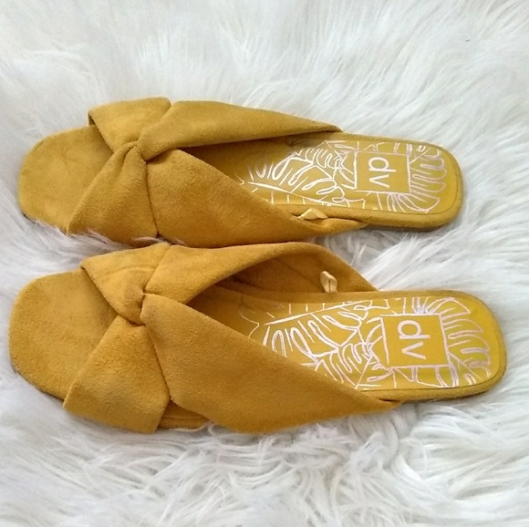 Yellow 8.5 NEW Women/'s dv Addie Microsuede Knotted Slide Sandals